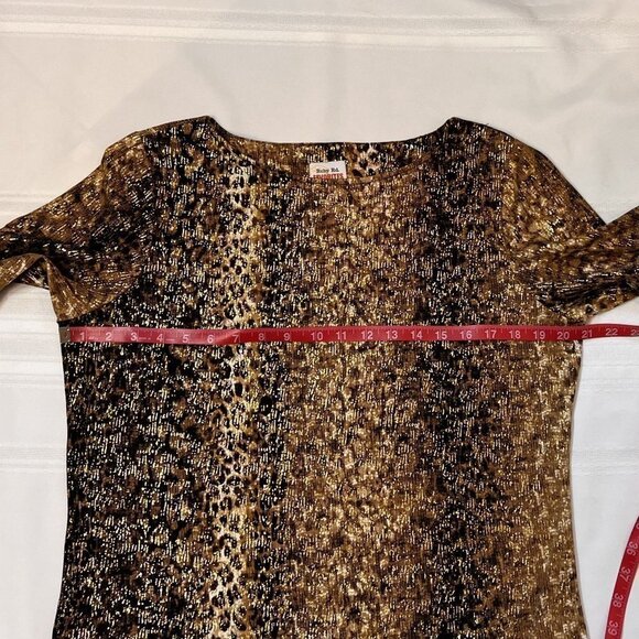 Ruby Rd. Favorites Animal Print Gold Metallic 3/4 Sleeve Pullover Size M EUC - Picture 5 of 9